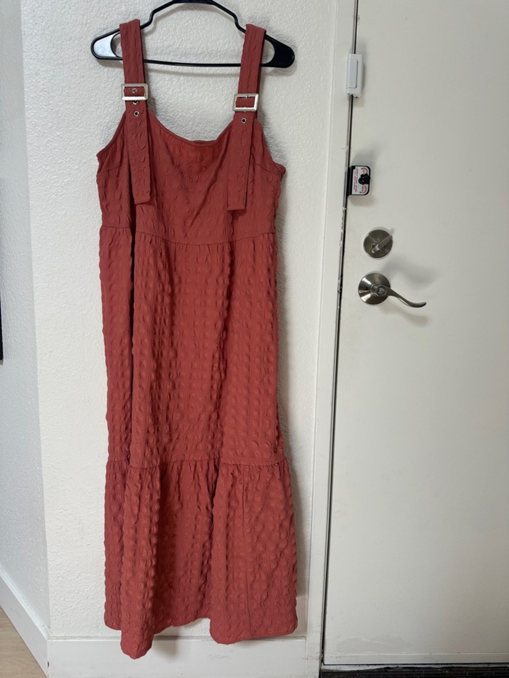 ASOS Salmon Pink Textured Maxi Dress with Adjustable Buckle Straps